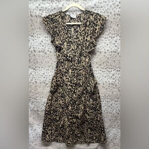SIENNA SKY LEOPARD PRINT MIDI DRESS